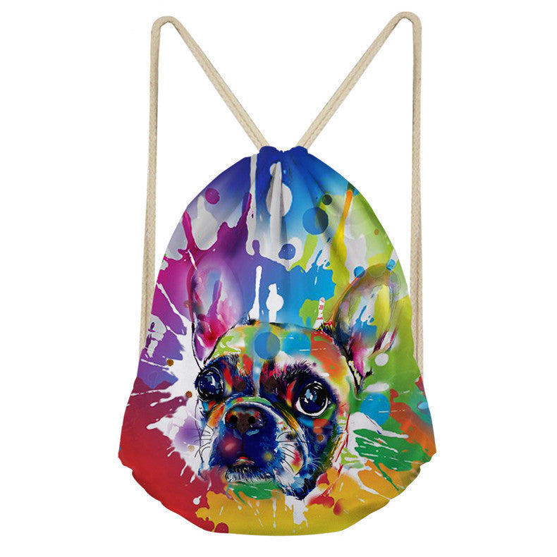 Non-woven Drawstring Pocket Drawstring Drawstring Backpack Bag Tote Bag Dog Pattern