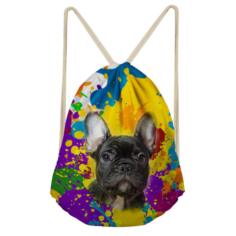 Non-woven Drawstring Pocket Drawstring Drawstring Backpack Bag Tote Bag Dog Pattern