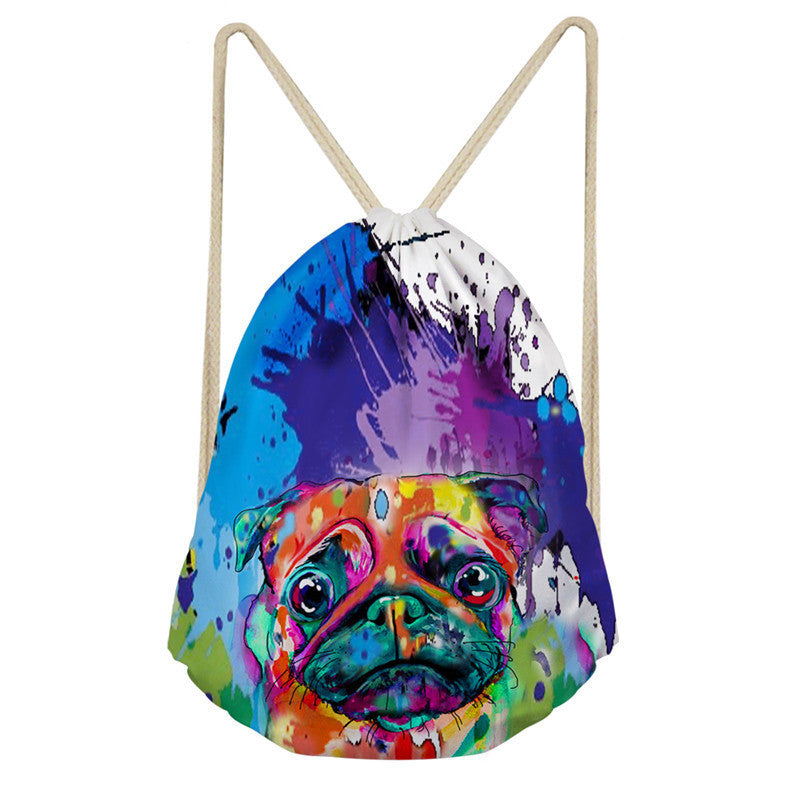 Non-woven Drawstring Pocket Drawstring Drawstring Backpack Bag Tote Bag Dog Pattern
