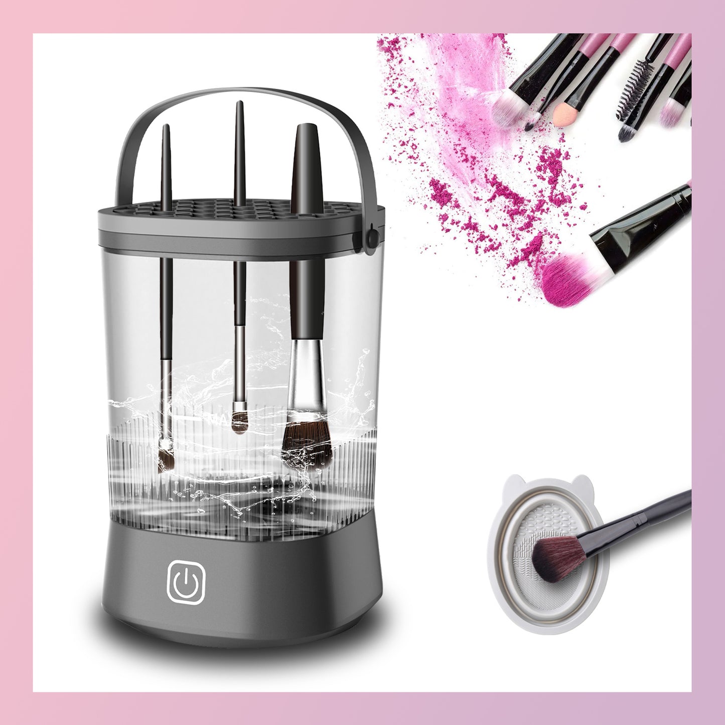 Electric Makeup Brush Cleaner - 9000 RPM Makeup Brush Cleaning Machine, Waterproof Automatic Makeup Brush Cleaner For Makeup Sponges And Brushes