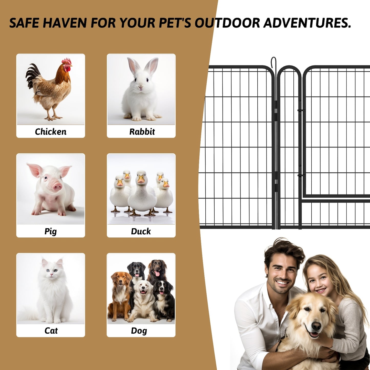 6 Panels Heavy Duty Metal Playpen With Door 39.37 H Dog Fence Pet Exercise Pen For Outdoor, Indoor