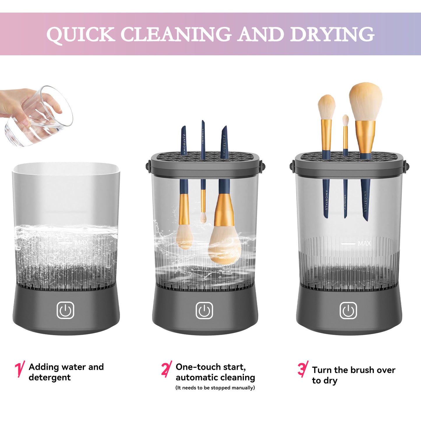 Electric Makeup Brush Cleaner - 9000 RPM Makeup Brush Cleaning Machine, Waterproof Automatic Makeup Brush Cleaner For Makeup Sponges And Brushes