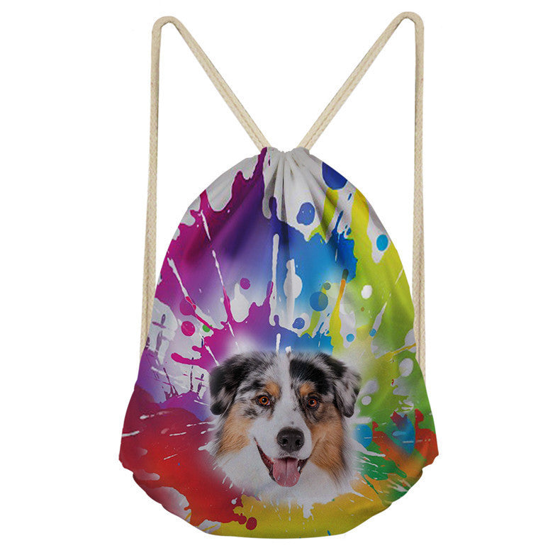 Non-woven Drawstring Pocket Drawstring Drawstring Backpack Bag Tote Bag Dog Pattern