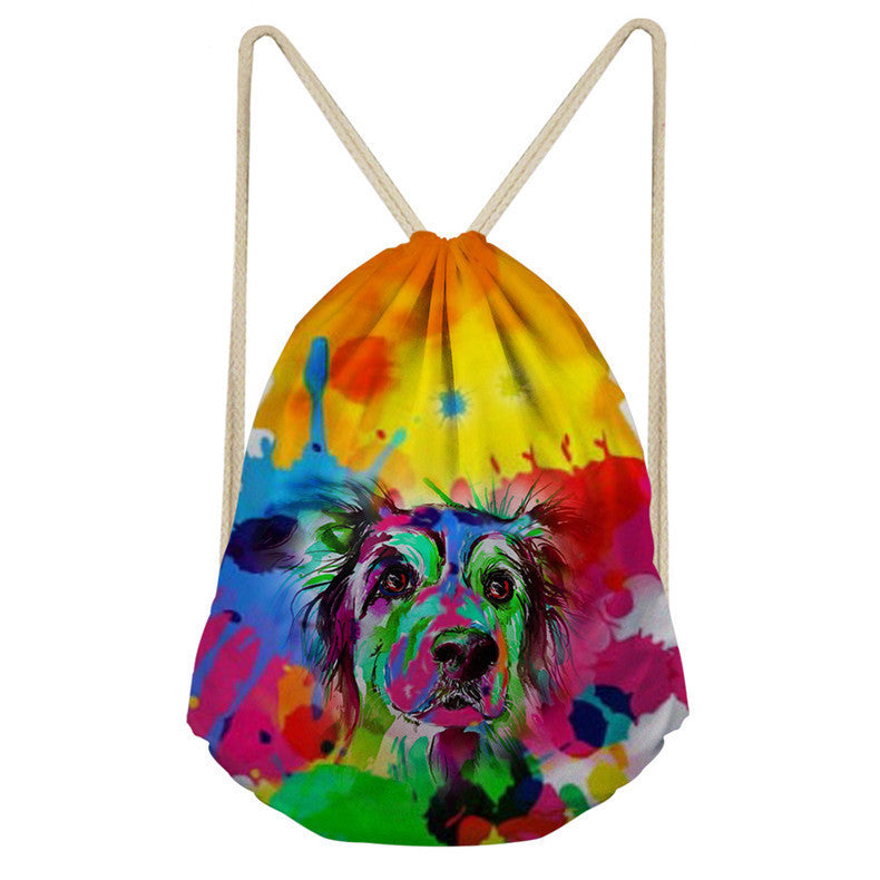 Non-woven Drawstring Pocket Drawstring Drawstring Backpack Bag Tote Bag Dog Pattern