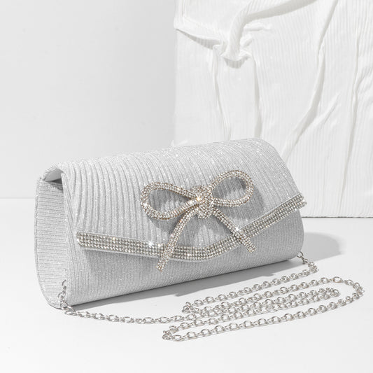 Bow Evening Bag Sparkly Clutch Purses For Women Wedding Glitter Rhinestone Party Prom Purse Dressy Clutch Bags