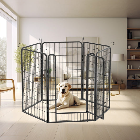 6 Panels Heavy Duty Metal Playpen With Door 39.37 H Dog Fence Pet Exercise Pen For Outdoor, Indoor