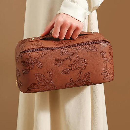 Wholesale Embossed Pattern Leather Makeup Cosmetics Bag