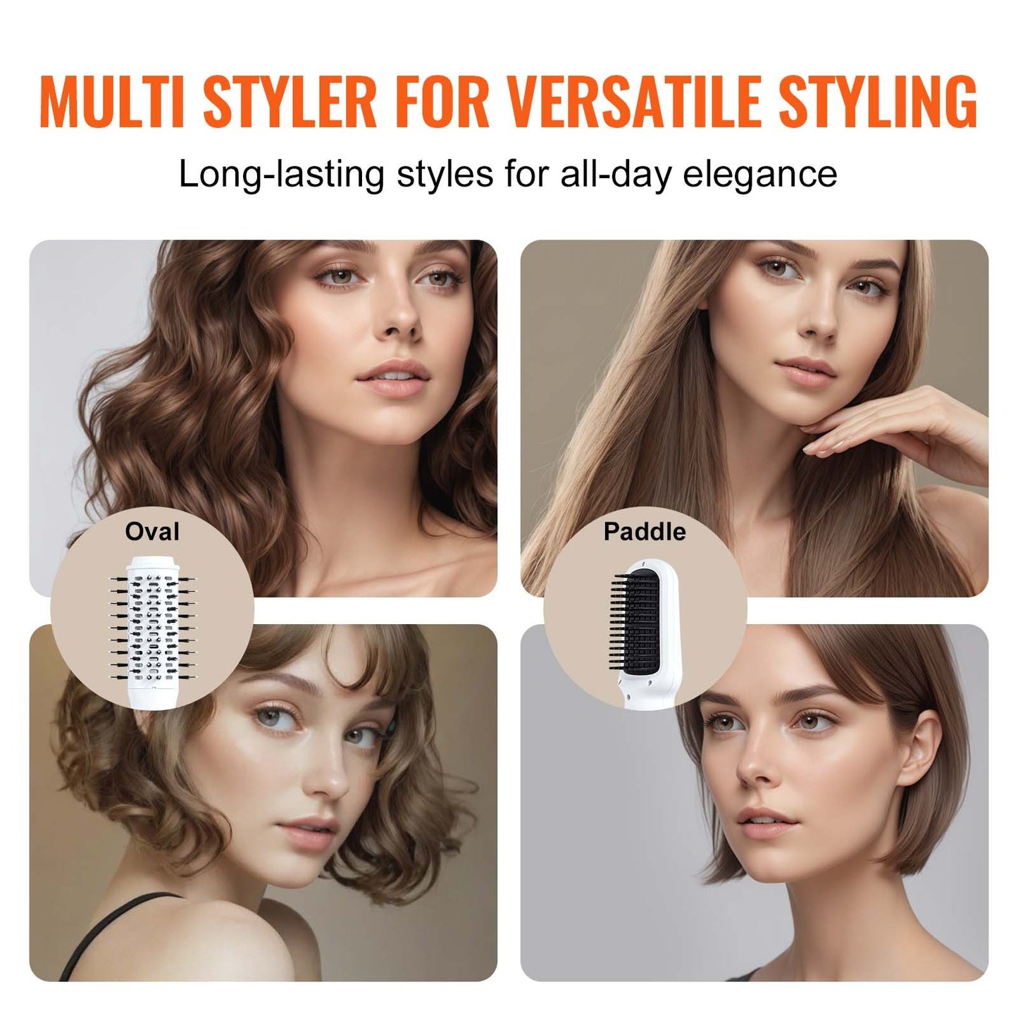 Hair Dryer Styler, Ionic Hair Dryer Brush, 110,000RPM High-Speed Hot Air Styler With Brushless Motor, Oval & Paddle Brush, Blow Dryer Brush Styling Tool For Fast Drying Volumizing Straightening
